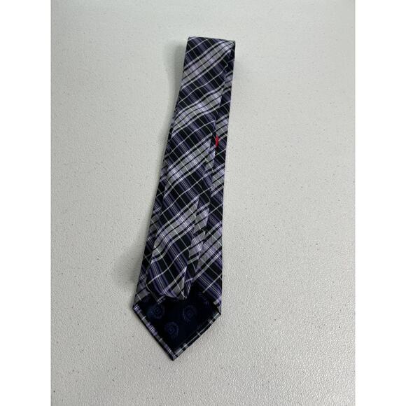 Chaps Black, Purple, Gray Plaid Pattern 100% Silk Handmade Tie NWOT - Picture 4 of 6